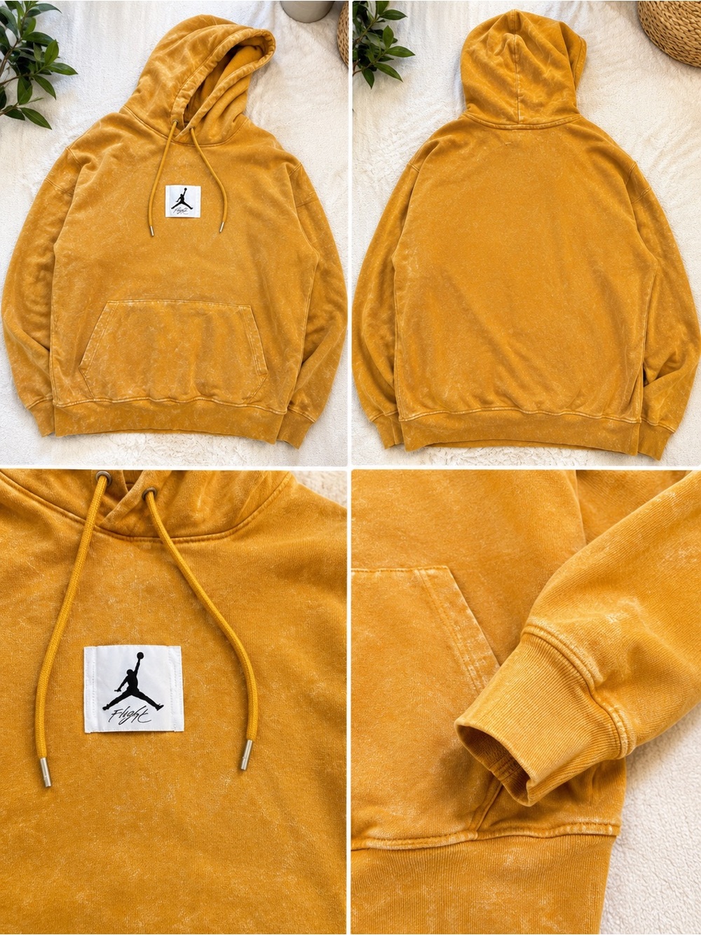 Jordan Vintage-Effect Mustard Pullover Hoodie